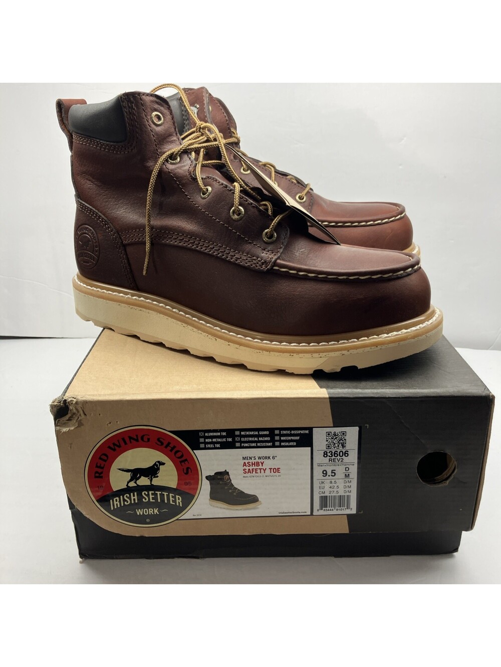 Irish Setter 83606 Ashby Men’s Size 9.5 Boots Safety Toe Electrical Hazard NEW